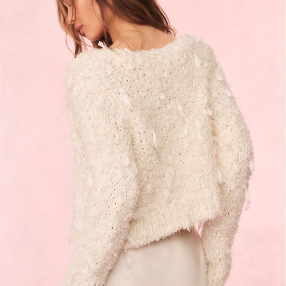 LoveShackFancy NWT Carol Ribbon Bouclé Cardigan size XS - Picture 5 of 6